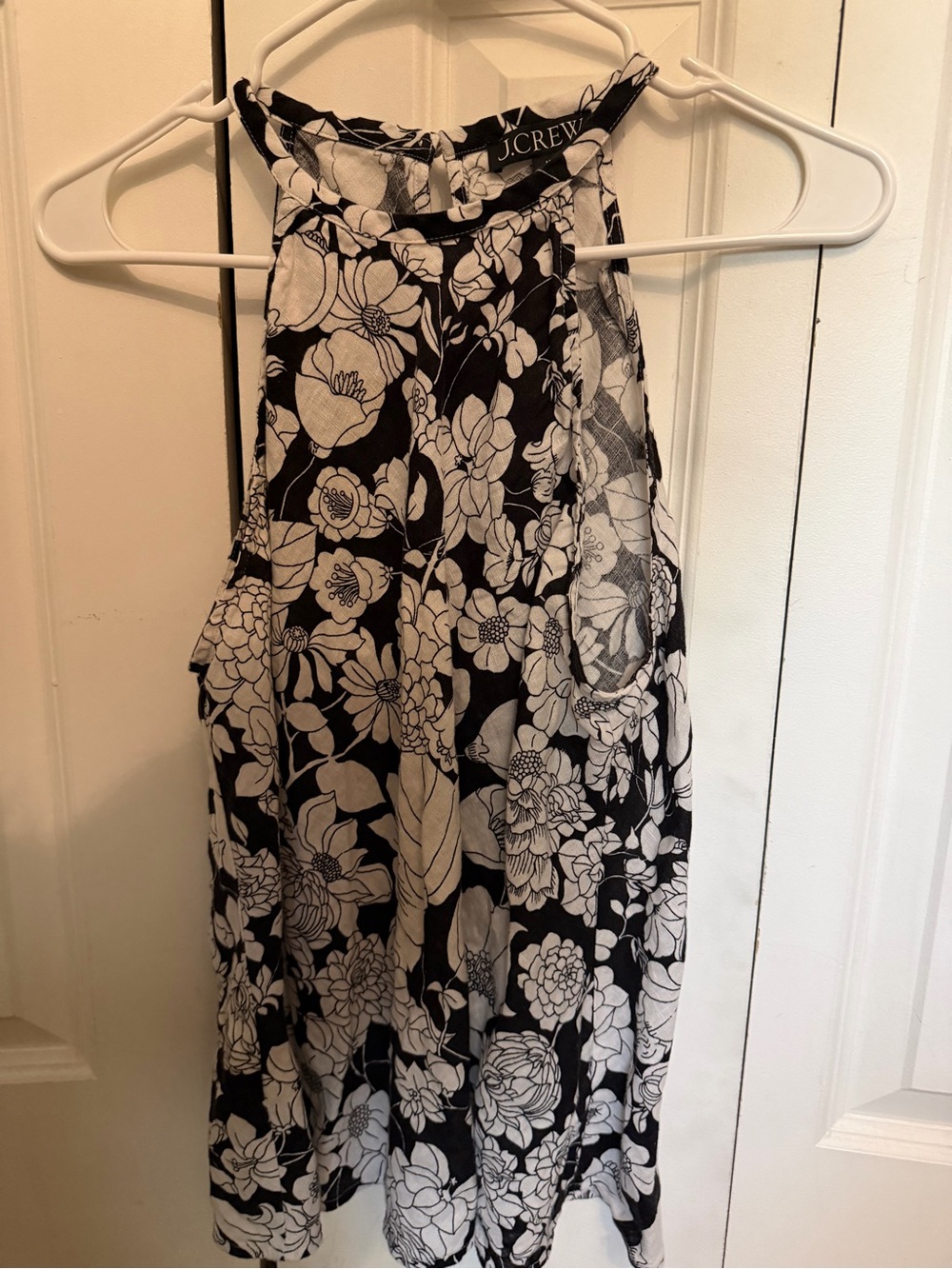 J. Crew Black and White Floral Halter Tank